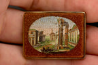 Antique 14K Grand Tour Micromosaic Brooch Roman Forum in Goldstone Glass