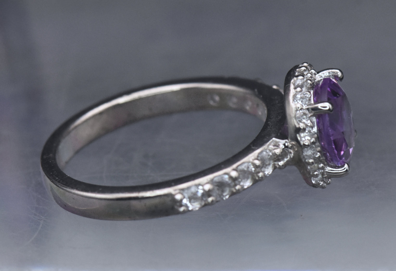 Vintage Amethyst Sterling Silver Ring - Size 6