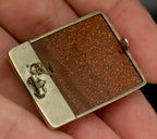 Antique 14K Grand Tour Micromosaic Brooch Roman Forum in Goldstone Glass
