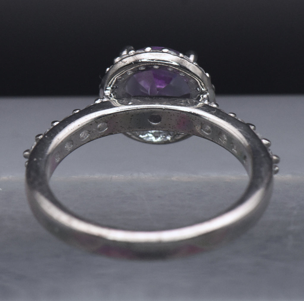 Vintage Amethyst Sterling Silver Ring - Size 6