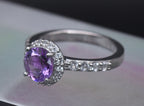 Vintage Amethyst Sterling Silver Ring - Size 6