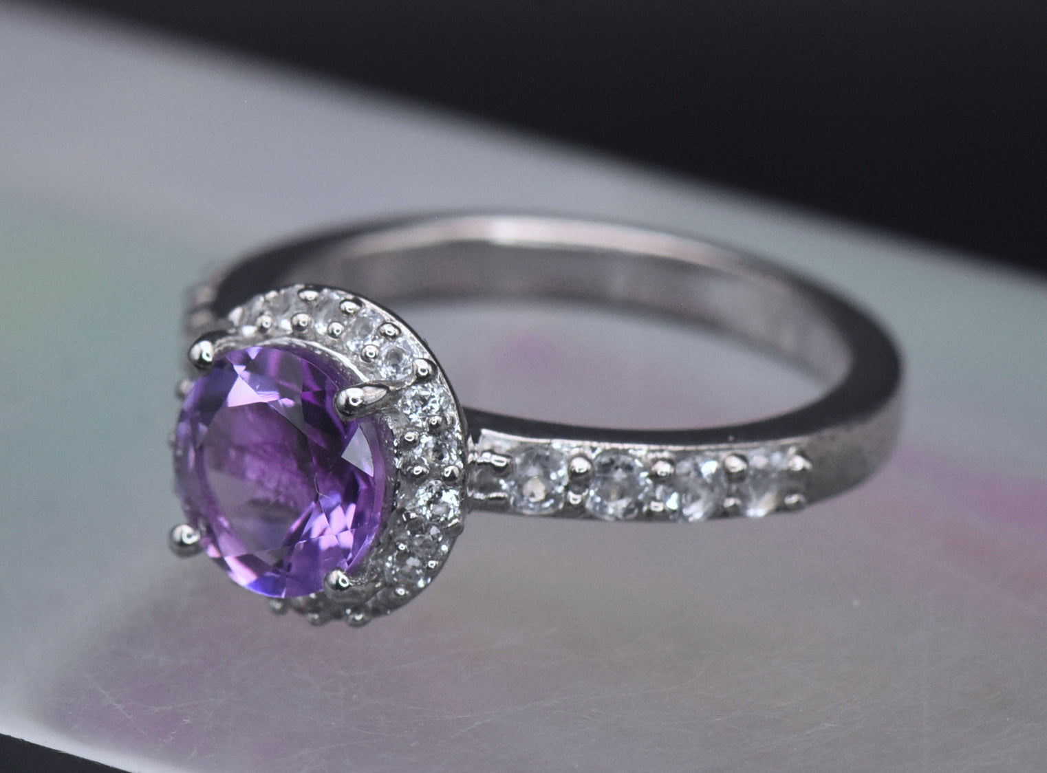 Vintage Amethyst Sterling Silver Ring - Size 6
