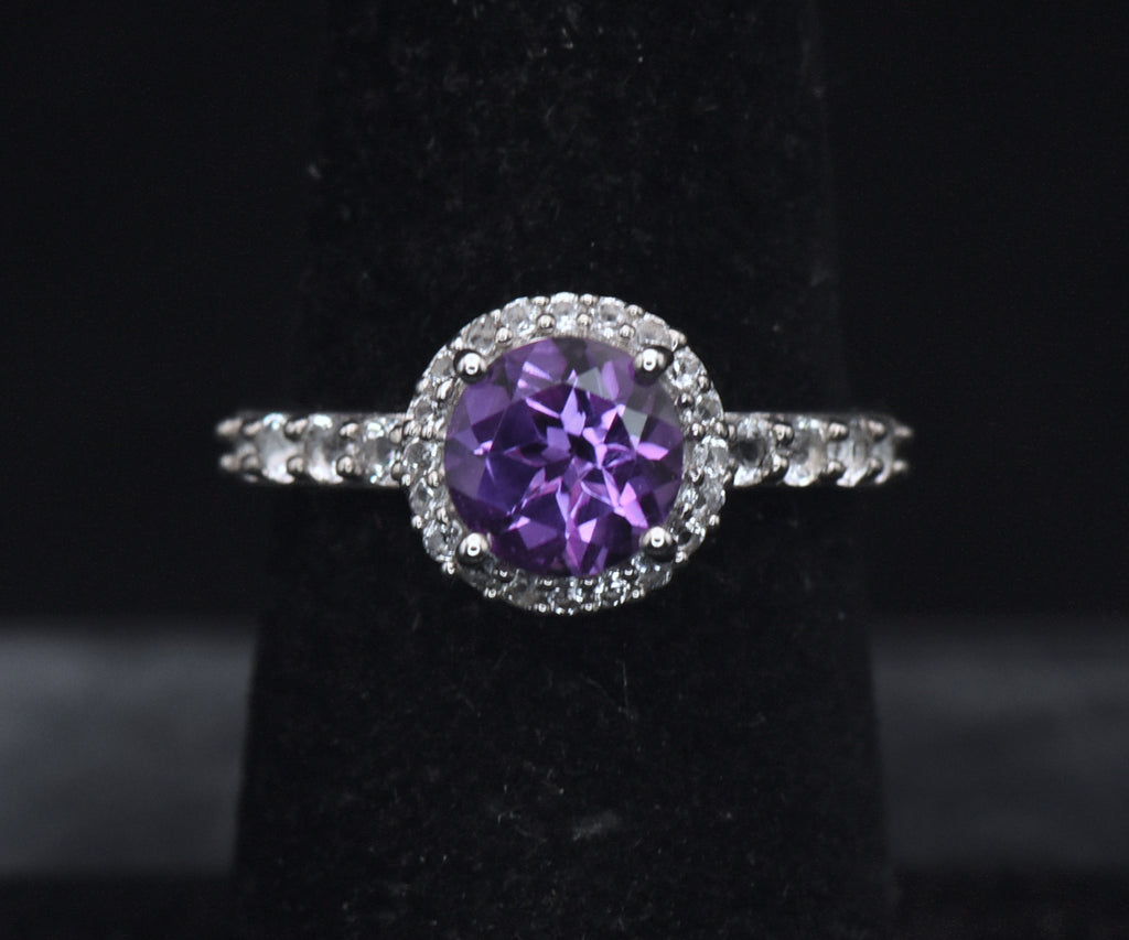 Vintage Amethyst Sterling Silver Ring - Size 6