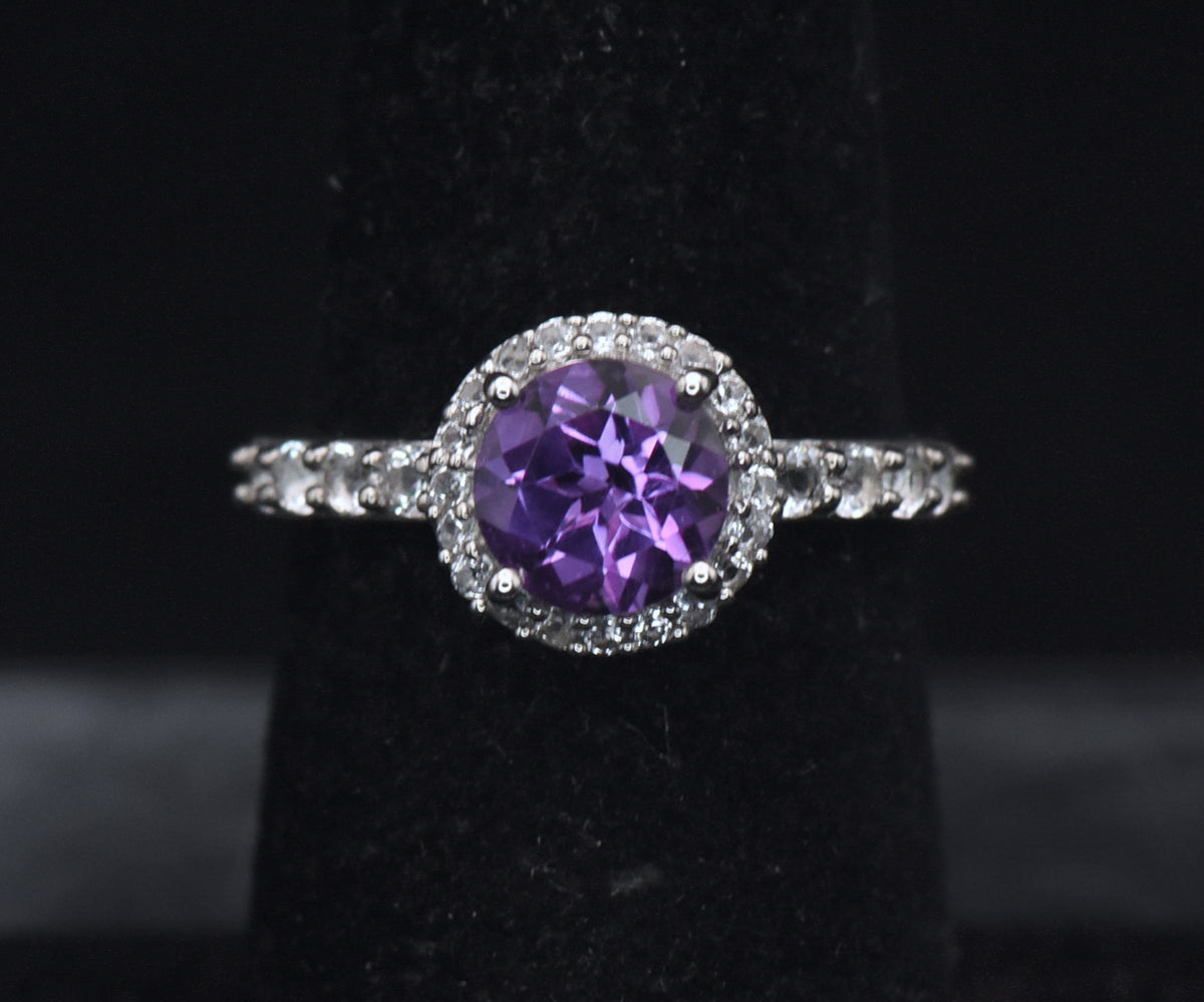 Vintage Amethyst Sterling Silver Ring - Size 6