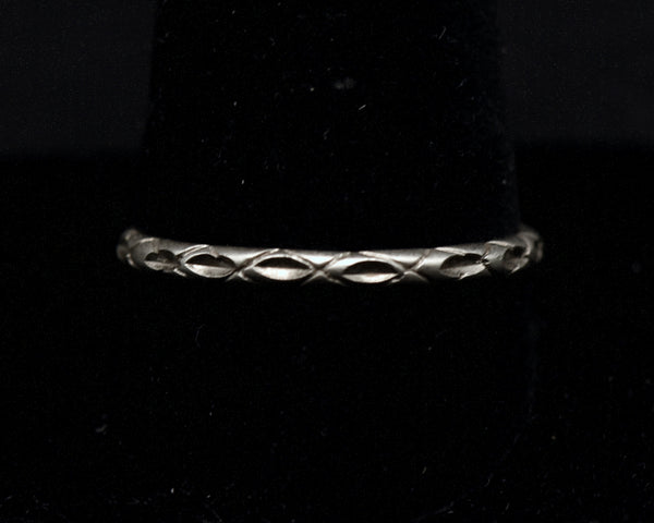 Vintage Engraved Design Sterling Silver Band - Size 11