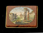 Antique 14K Grand Tour Micromosaic Brooch Roman Forum in Goldstone Glass