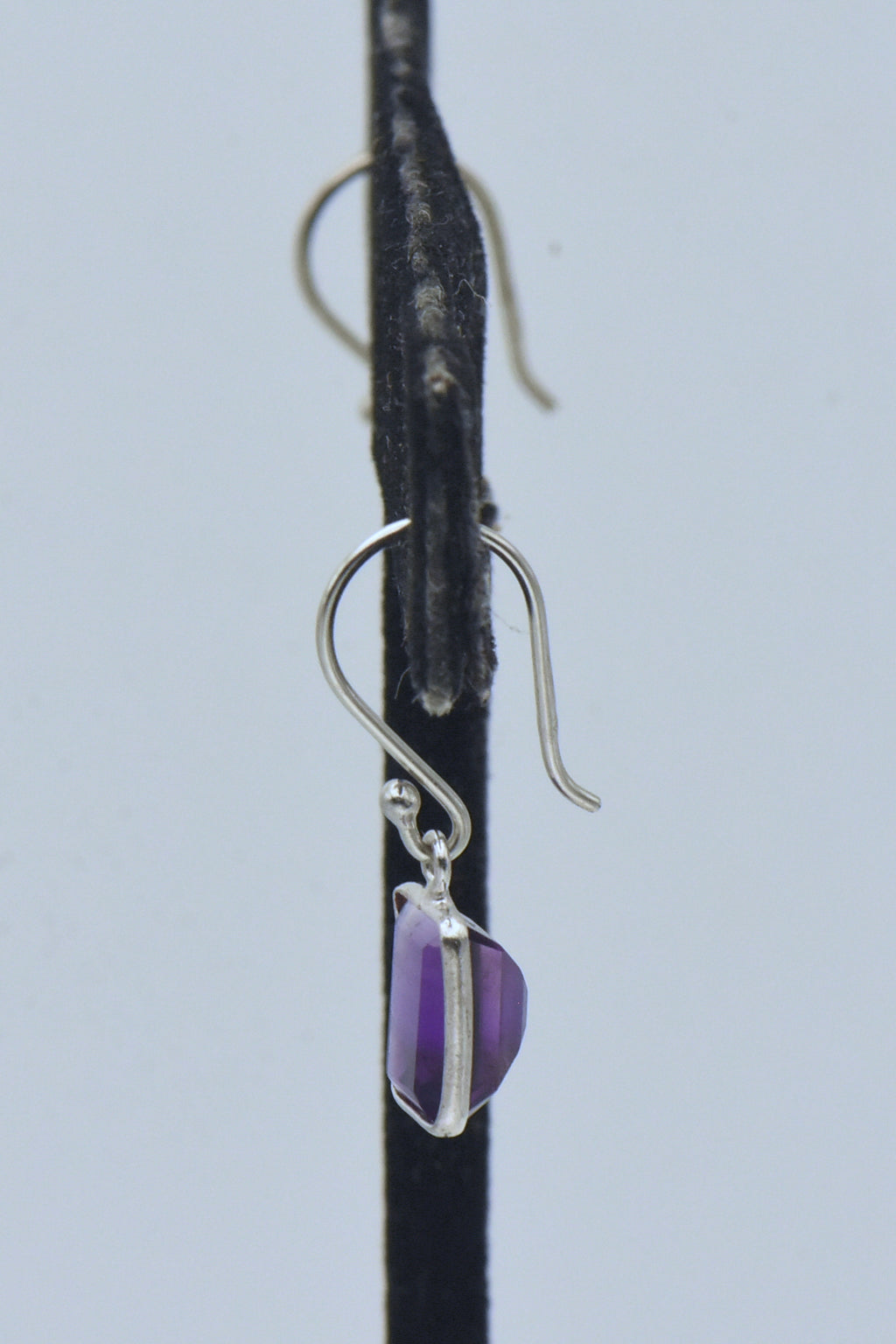 Vintage Sterling Silver Amethyst Dangle Earrings