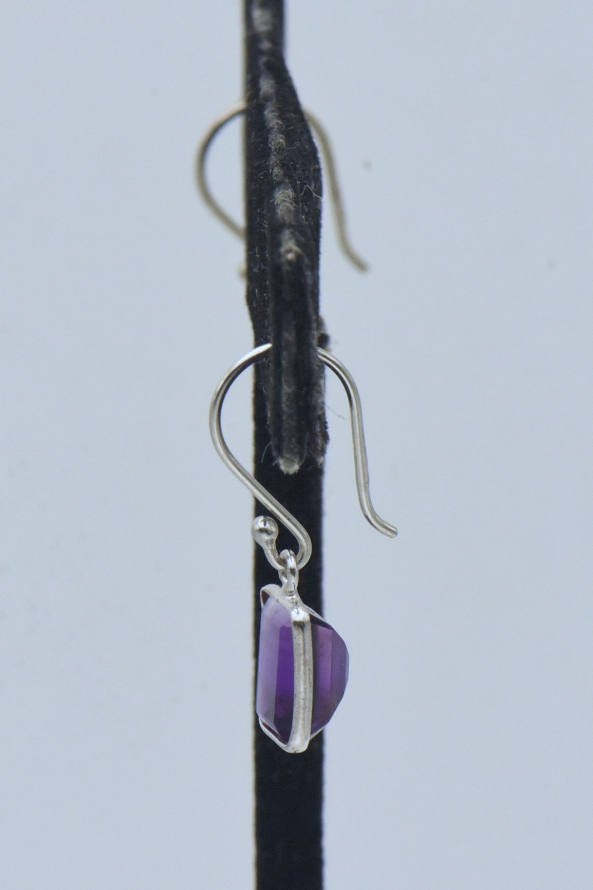 Vintage Sterling Silver Amethyst Dangle Earrings