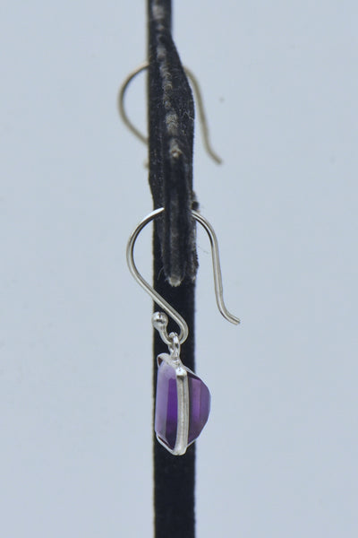 Vintage Sterling Silver Amethyst Dangle Earrings