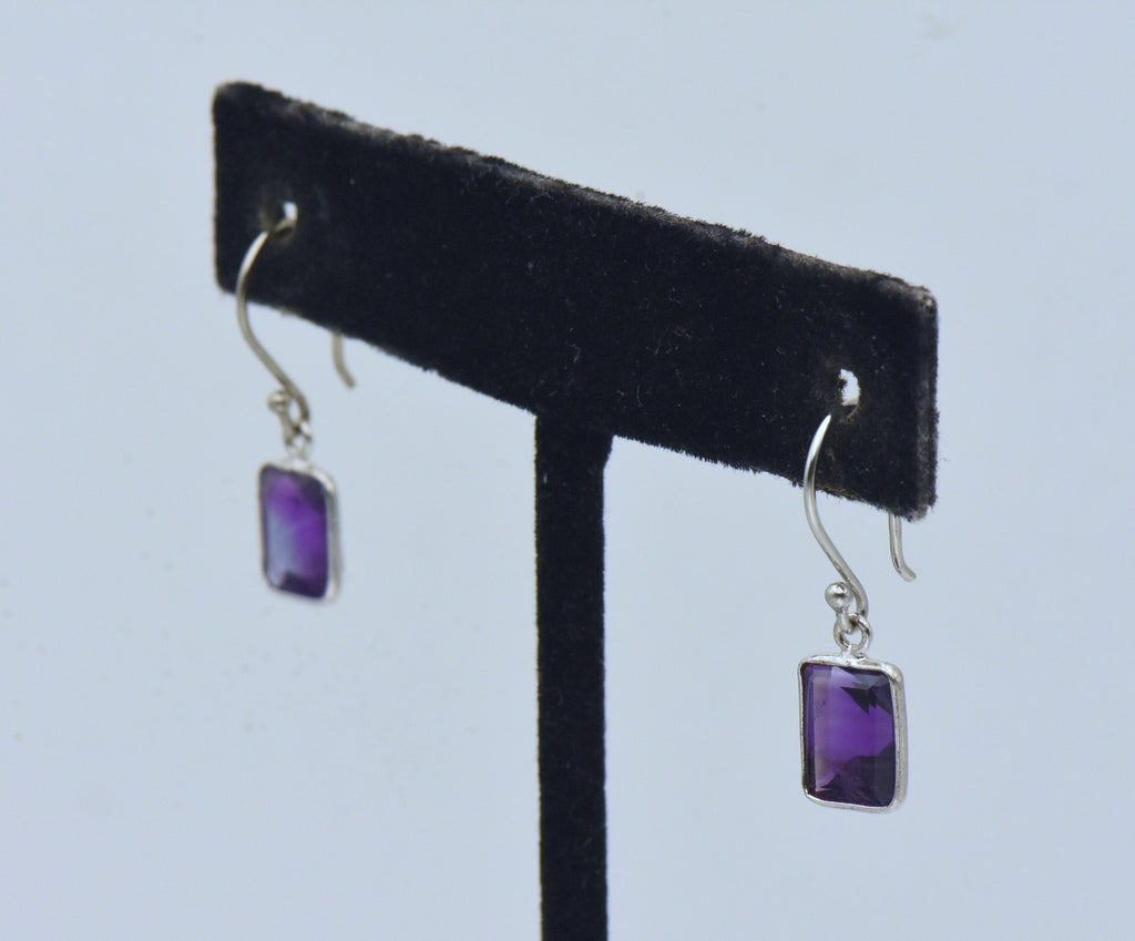 Vintage Sterling Silver Amethyst Dangle Earrings