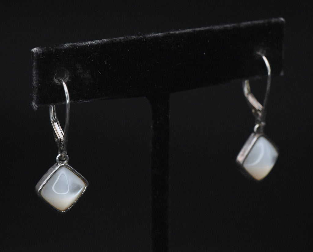 Vintage Mother of Pearl Sterling Silver Dangle Earrings