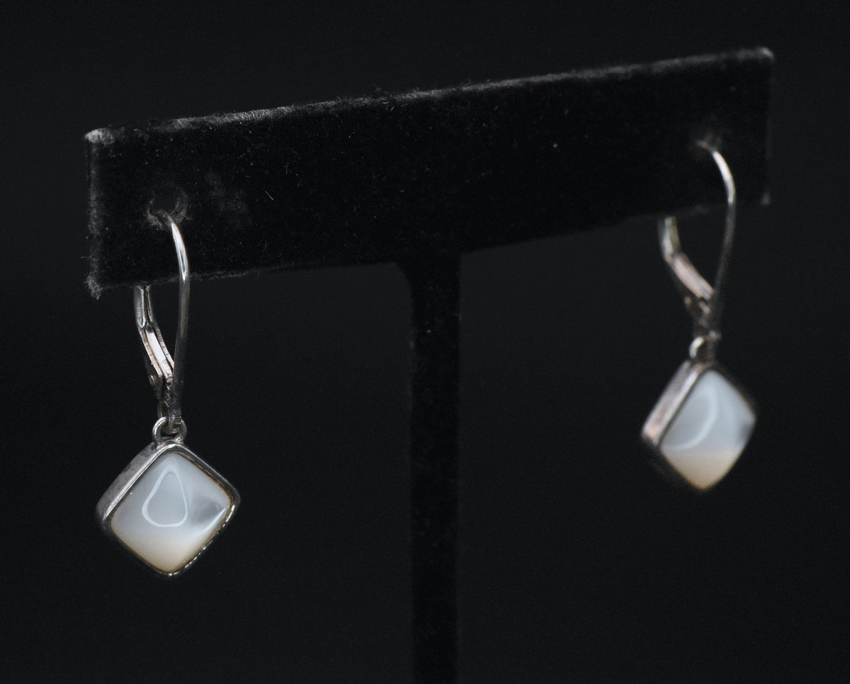 Vintage Mother of Pearl Sterling Silver Dangle Earrings
