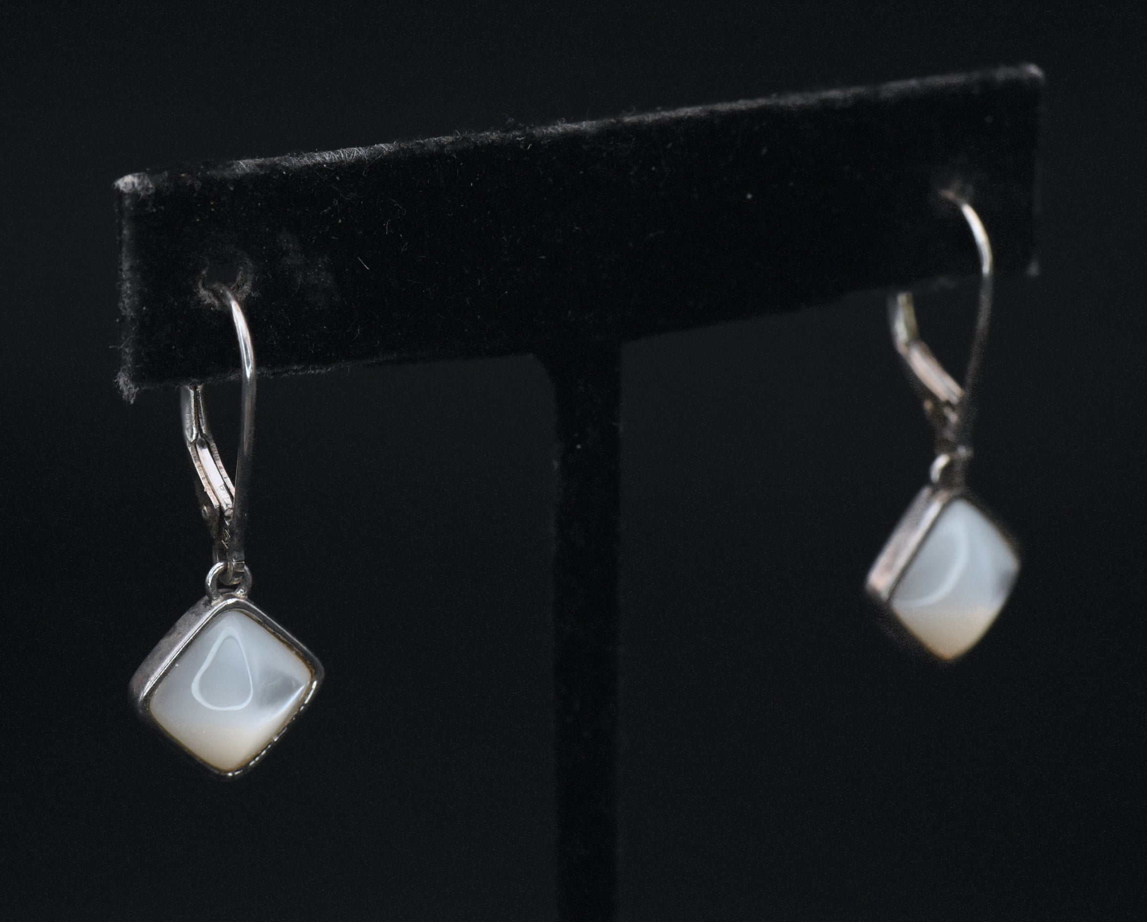 Vintage Mother of Pearl Sterling Silver Dangle Earrings