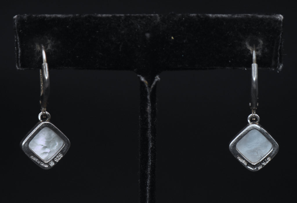 Vintage Mother of Pearl Sterling Silver Dangle Earrings
