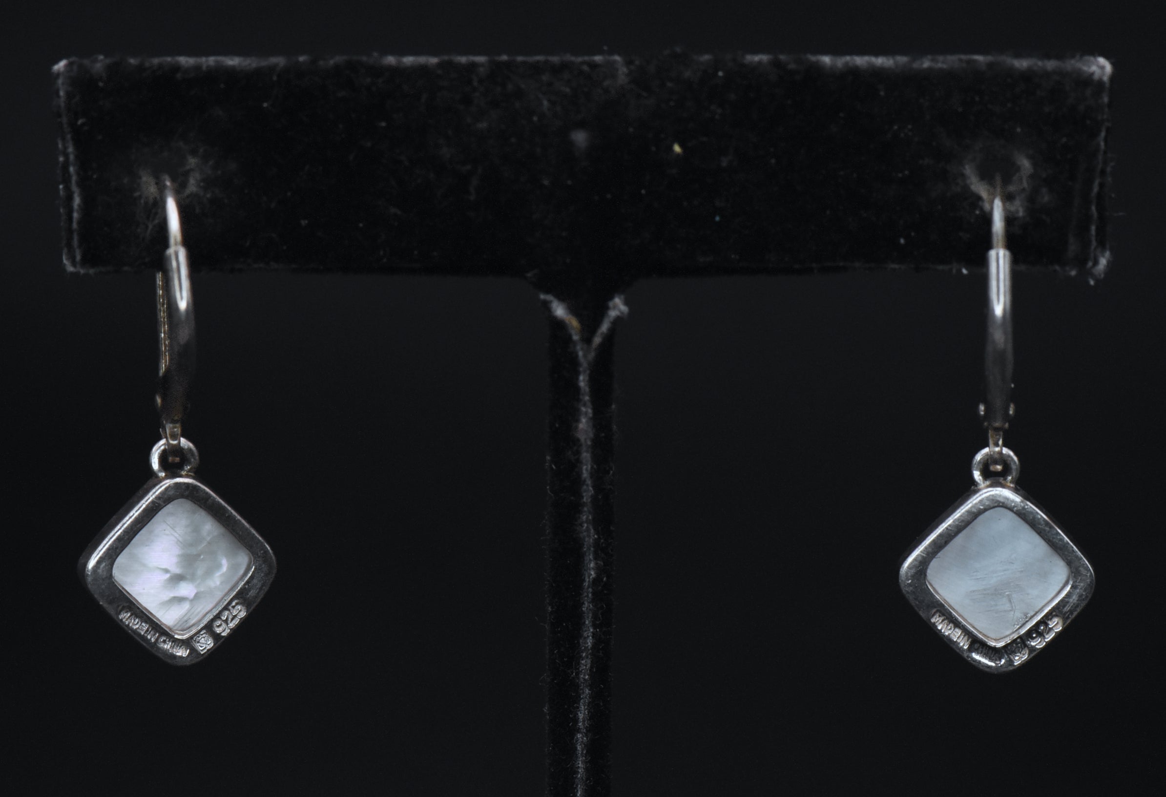 Vintage Mother of Pearl Sterling Silver Dangle Earrings