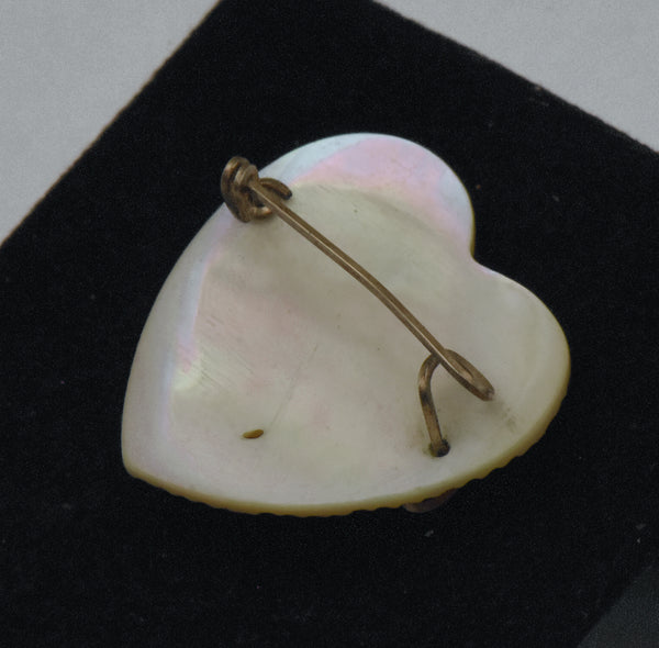 Vintage Handmade Mother of Pearl "Mother" Heart Brooch