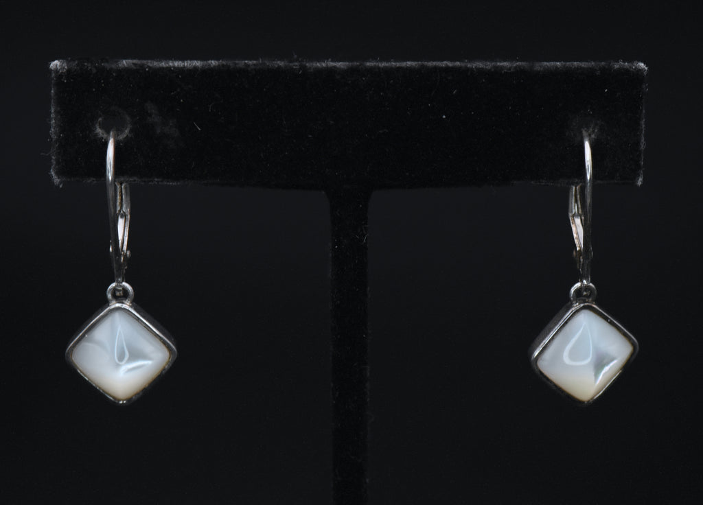 Vintage Mother of Pearl Sterling Silver Dangle Earrings