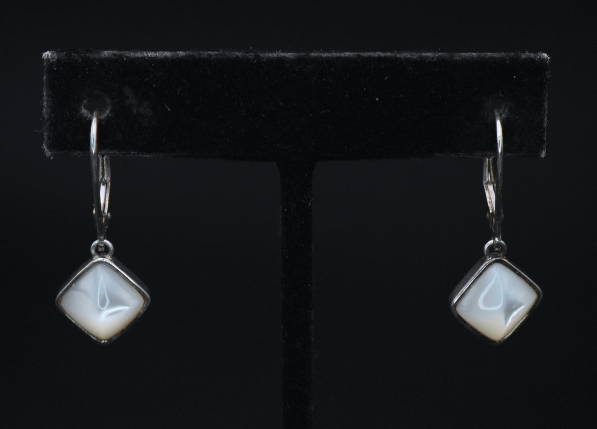 Vintage Mother of Pearl Sterling Silver Dangle Earrings