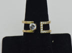 Vintage Unique Modern Design Gold Tone Sterling Silver CZ Ring - Size 8
