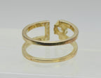 Vintage Unique Modern Design Gold Tone Sterling Silver CZ Ring - Size 8
