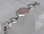 Vintage Sterling Silver and Pink Faux Mother of Pearl Link Bracelet - 7"