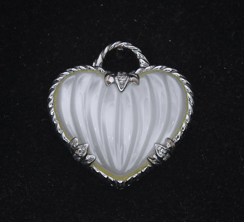 Judith Ripka - Sterling Silver Mother of Pearl & CZ Heart Pendant
