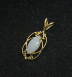 Vintage 14k Gold and White Opal Pendant