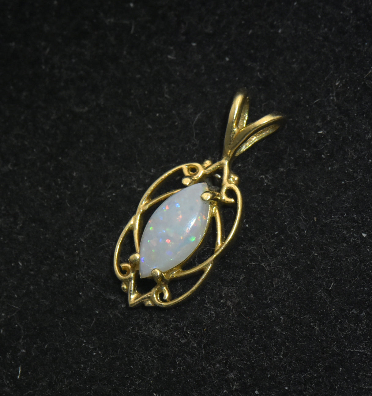 Vintage 14k Gold and White Opal Pendant