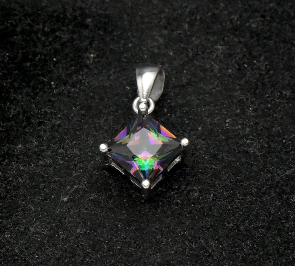 Vintage Mystic Quartz Sterling Silver Pendant
