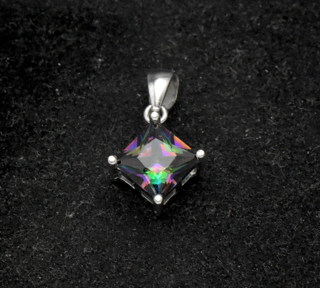 Vintage Mystic Quartz Sterling Silver Pendant