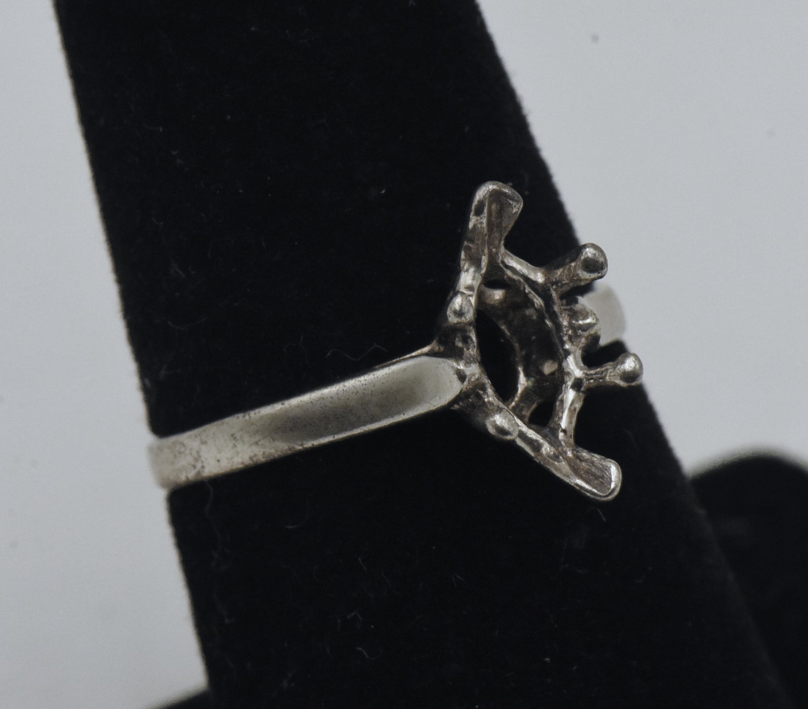 Vintage Sterling Silver Unset Ring Marquise Cut Stone - Size 7