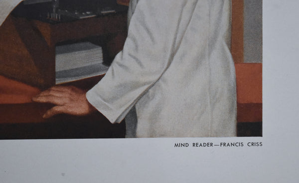 Vintage WWII Medical Art Lithograph "Mind Reader" by Francis Criss