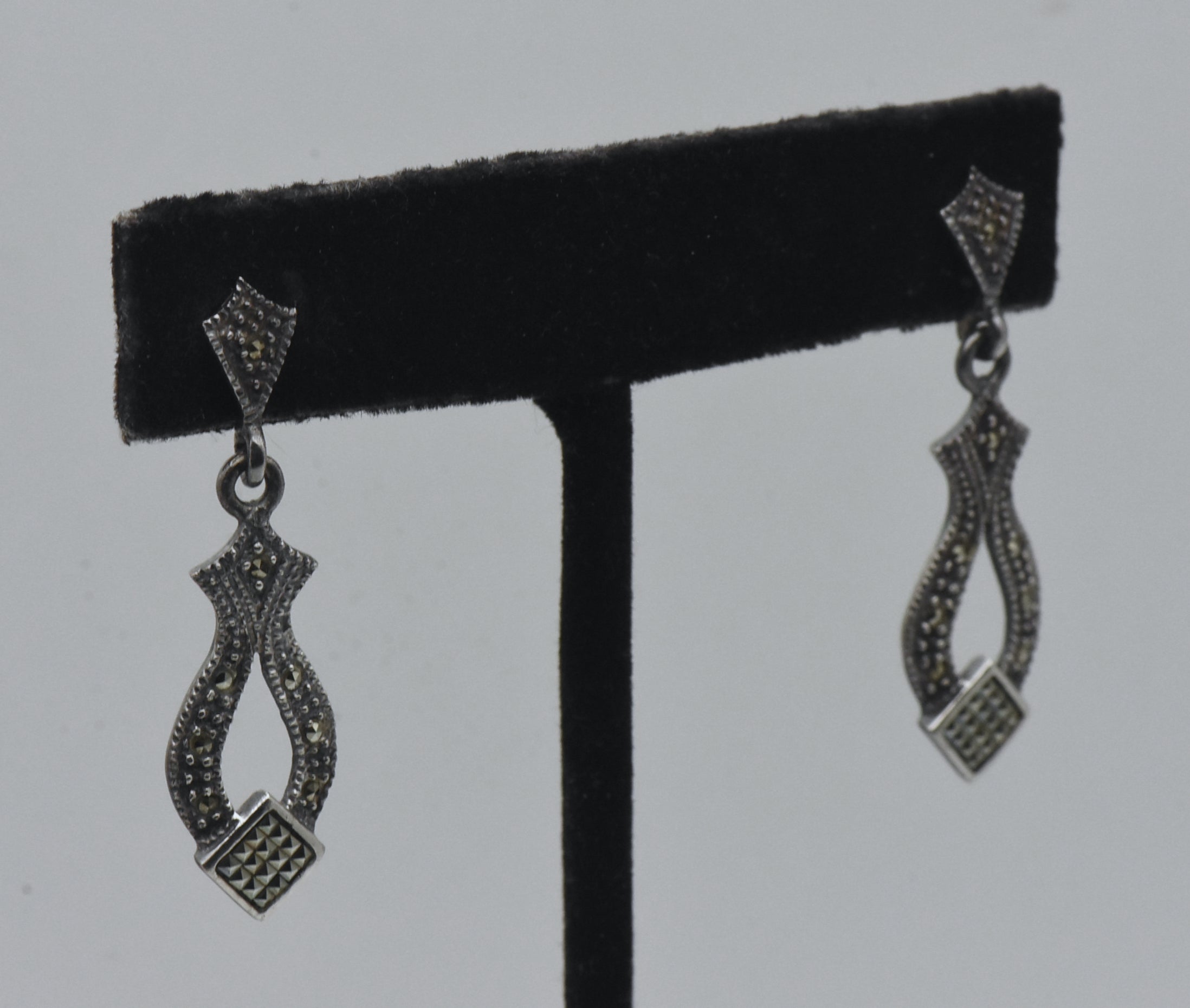 Vintage Sterling Silver and Marcasite Dangle Earrings