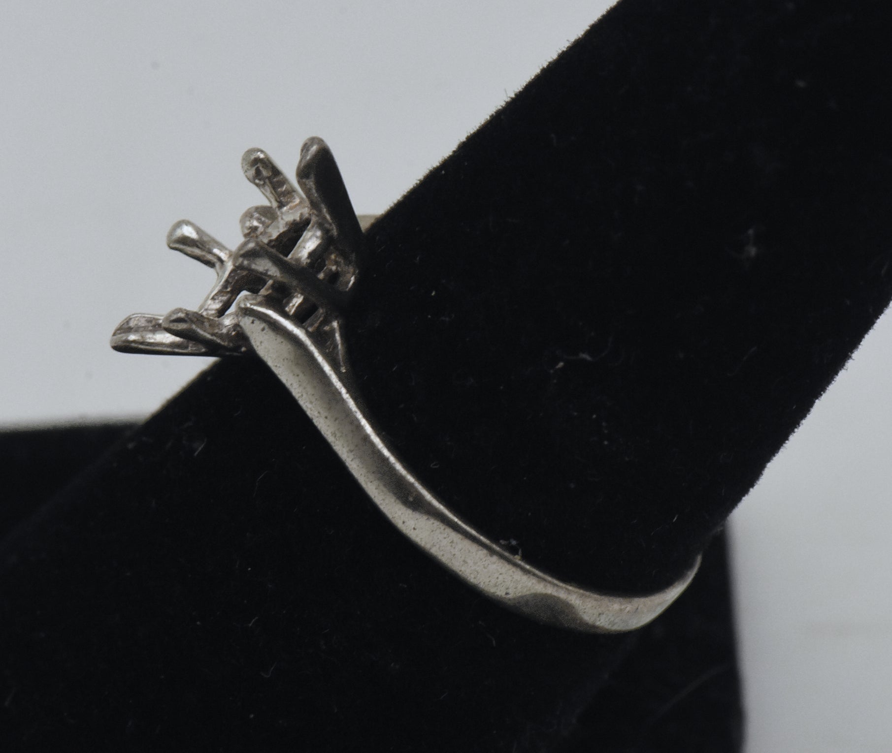 Vintage Sterling Silver Unset Ring Marquise Cut Stone - Size 7