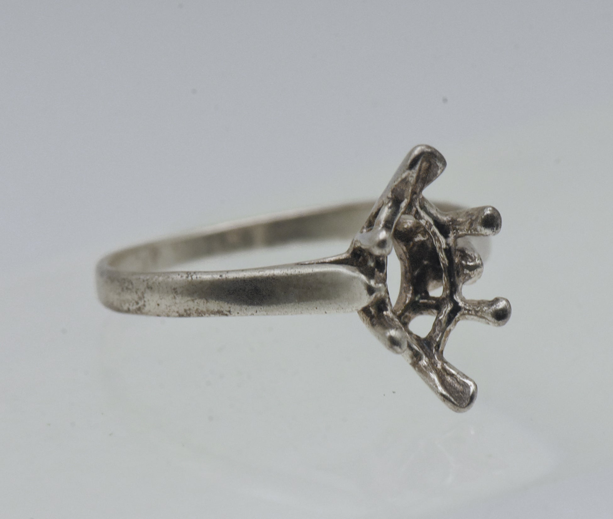 Vintage Sterling Silver Unset Ring Marquise Cut Stone - Size 7