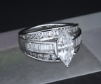 Stunning Sterling Silver Cubic Zirconia Ring - Size 6.25