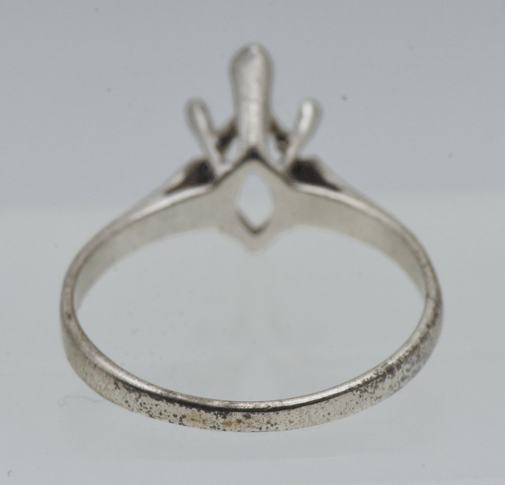 Vintage Sterling Silver Unset Ring Marquise Cut Stone - Size 7