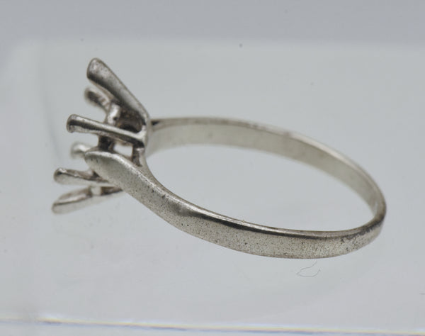 Vintage Sterling Silver Semi-Mount for Marquise Cut Stone - Size 7
