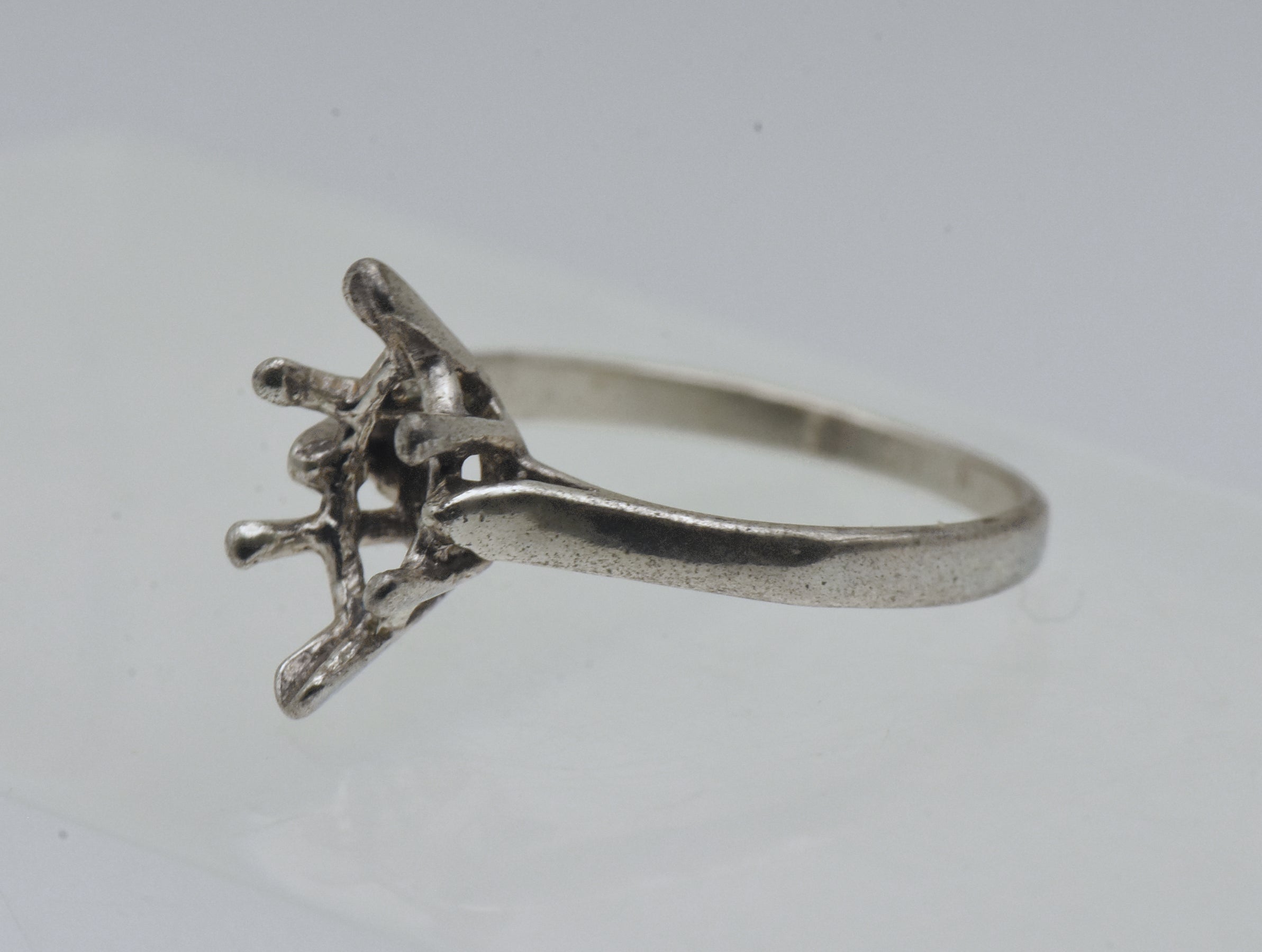 Vintage Sterling Silver Unset Ring Marquise Cut Stone - Size 7