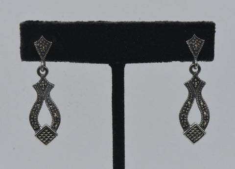 Vintage Sterling Silver and Marcasite Dangle Earrings