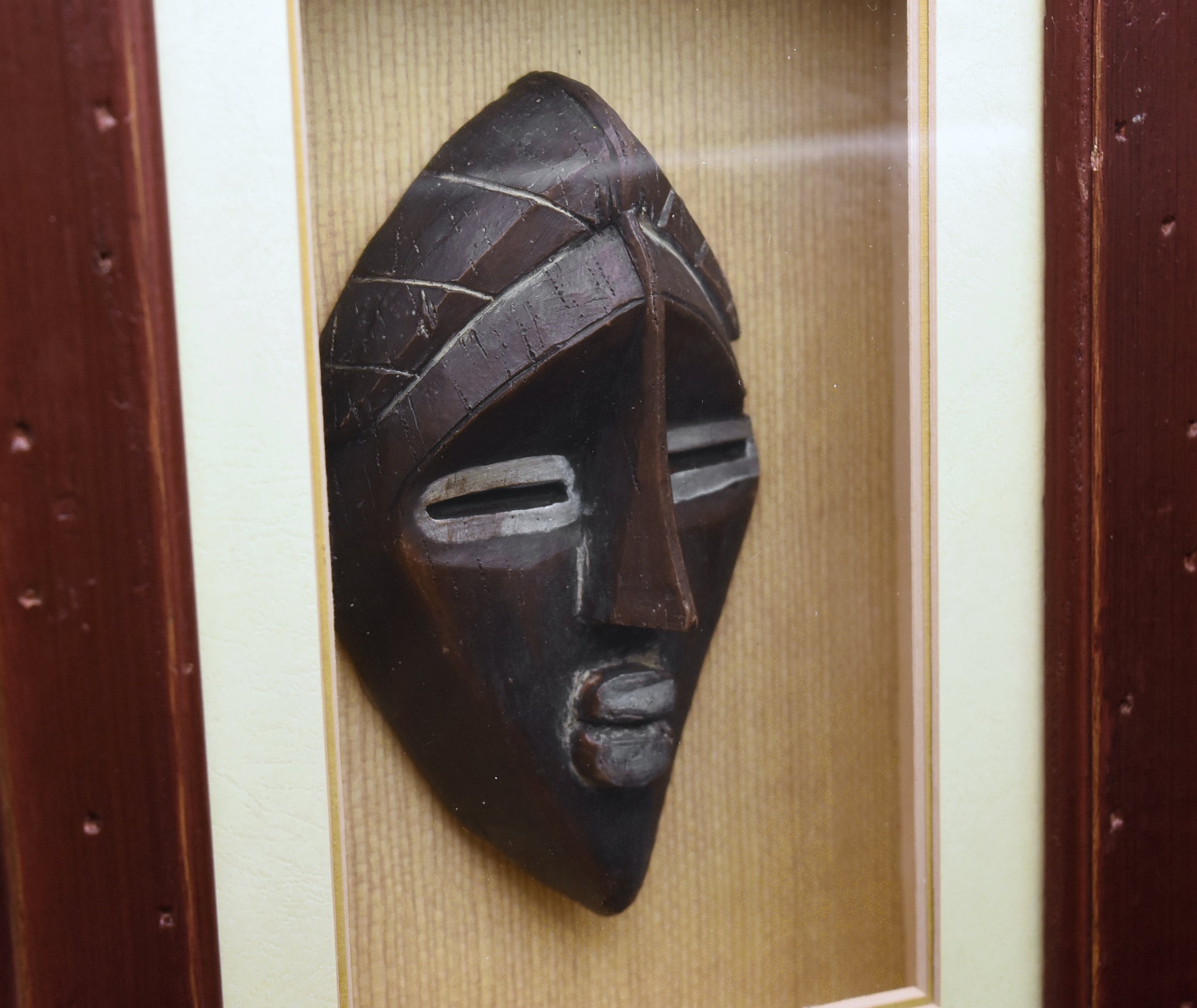 Decorative Carved Mask Shadow Box Wall Art