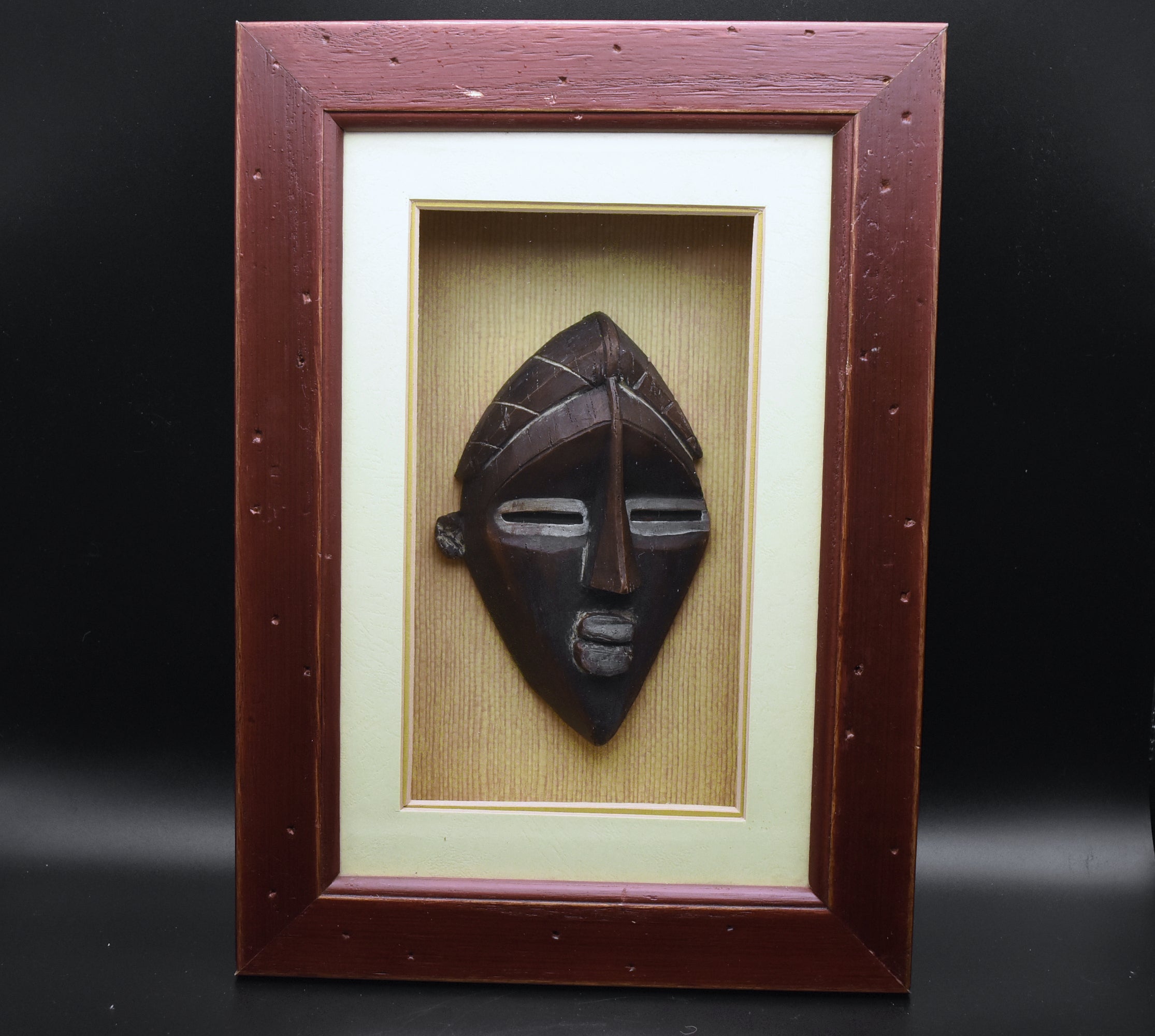 Decorative Carved Mask Shadow Box Wall Art