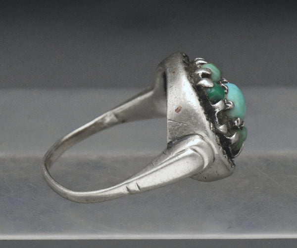 Vintage Sterling Silver Turquoise and Marcasite Ring - Size 7.25