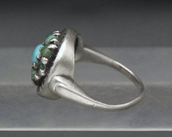 Vintage Sterling Silver Turquoise and Marcasite Ring - Size 7.25