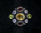 Vintage Handmade Multi-Color Gemstone Sterling Silver Ring - Size 6.25