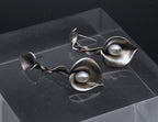 Stunning Vintage Sterling Silver and Pearl Calla Lily Necklace and Earrings Set