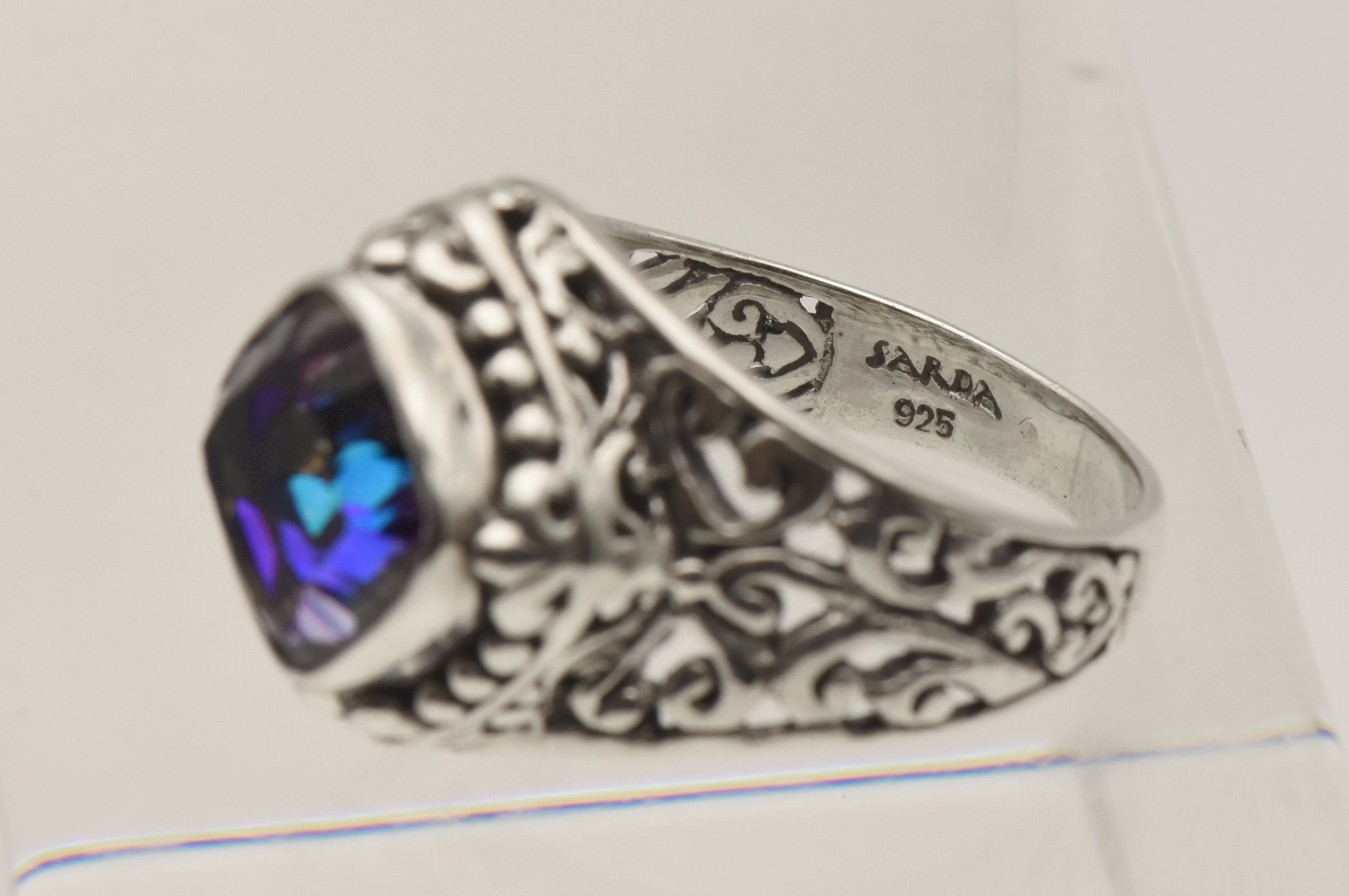 Sarda - Vintage Mystic Quartz Sterling Silver Ring - Size 9