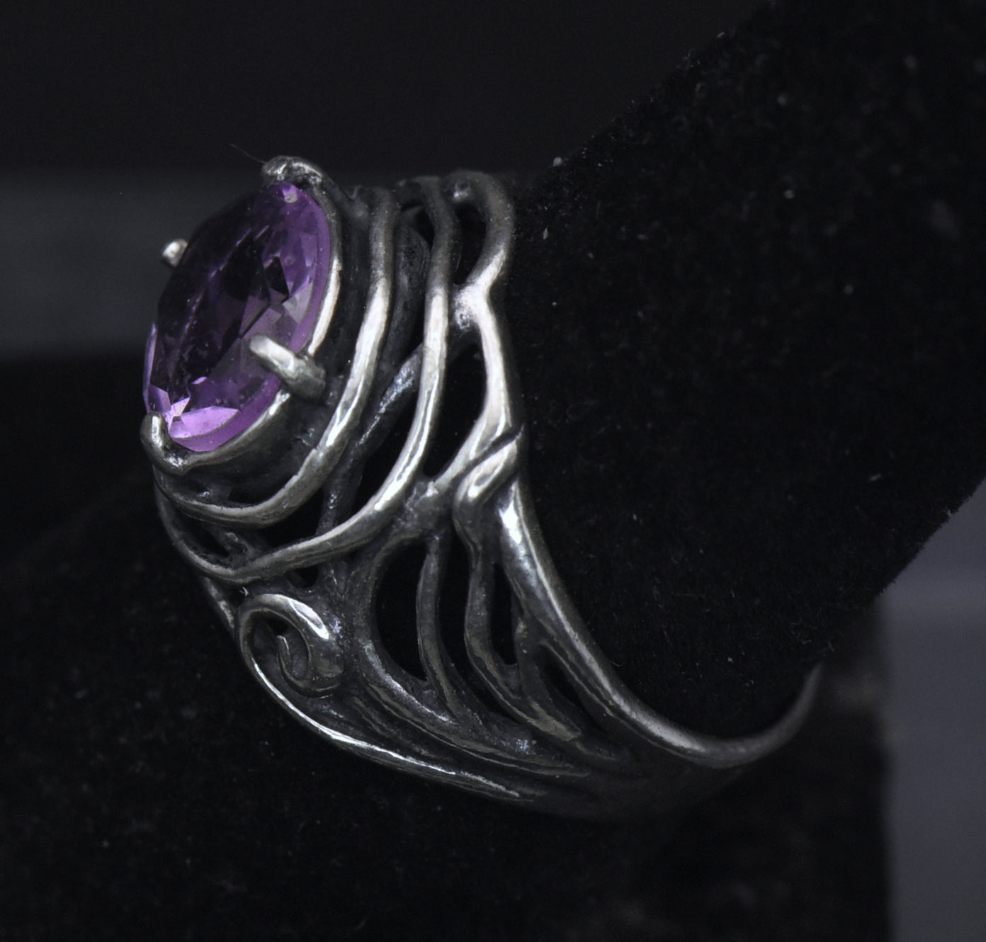 Vintage Amethyst Sterling Silver Ring - Size 8