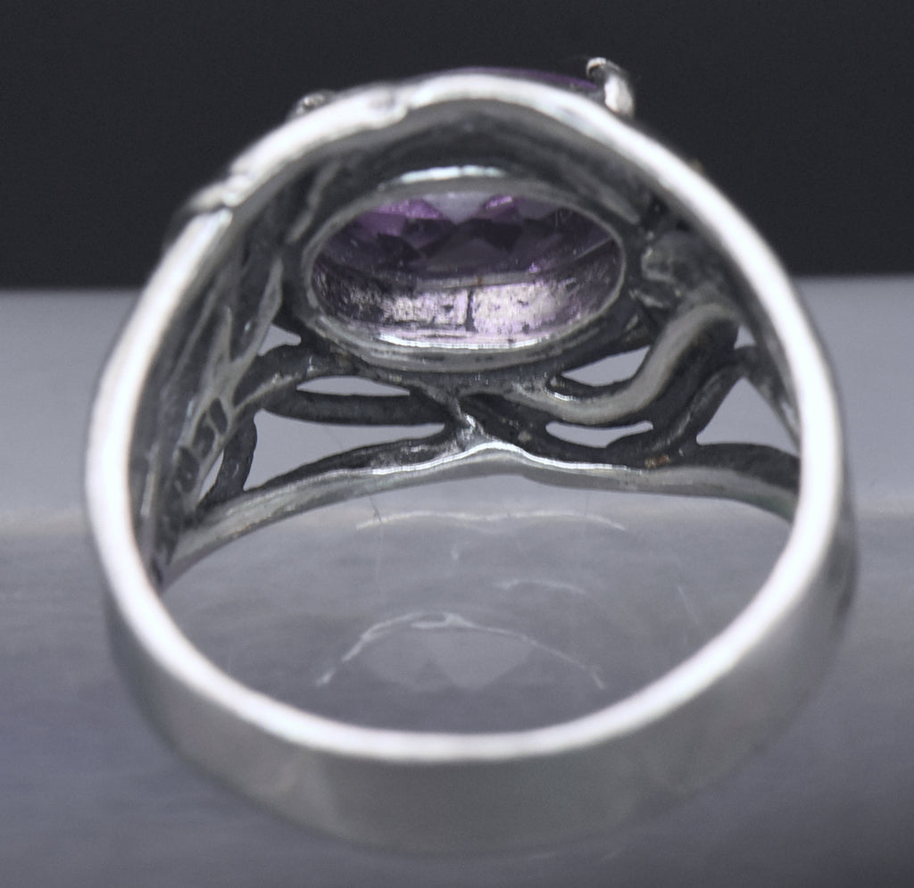 Vintage Amethyst Sterling Silver Ring - Size 8