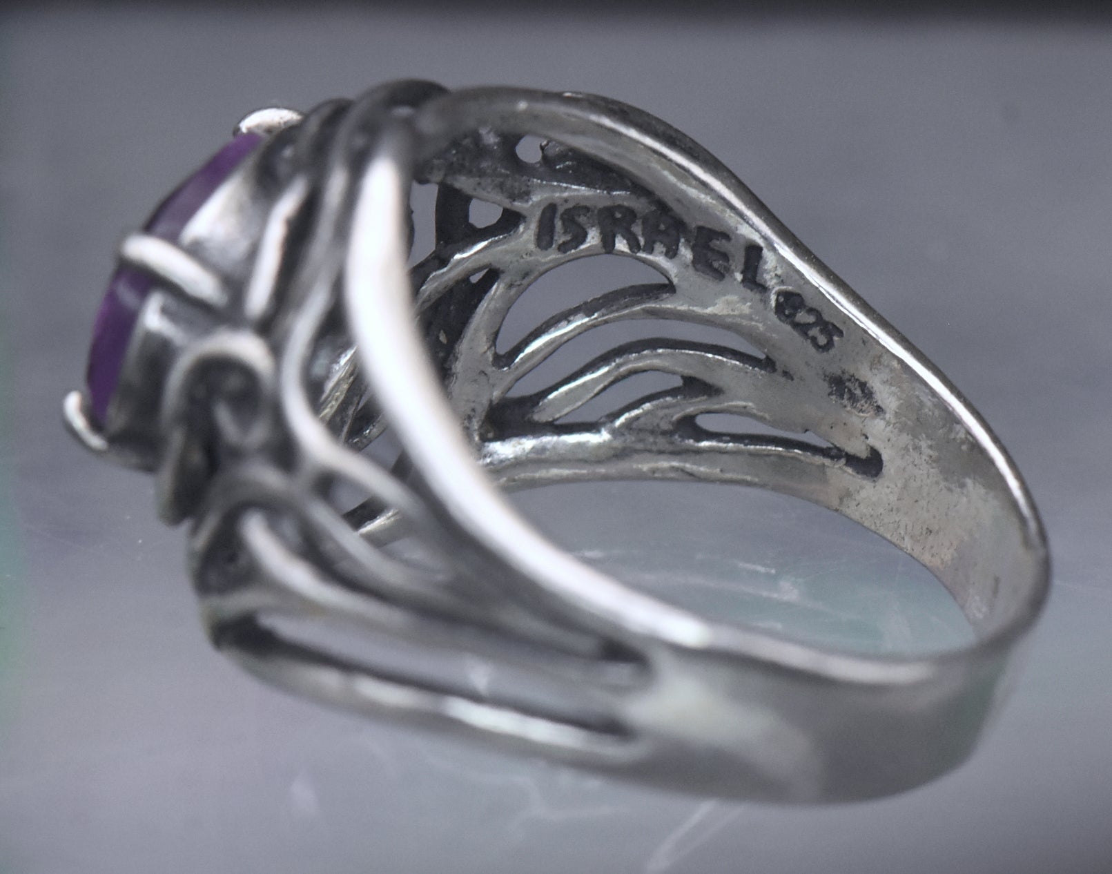 Vintage Amethyst Sterling Silver Ring - Size 8